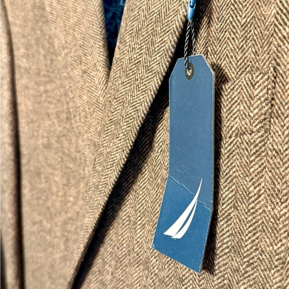 Nautica Bradford Brown Herringbone Jacket Men’s Blazer Wedding Formal Event - Picture 3 of 12